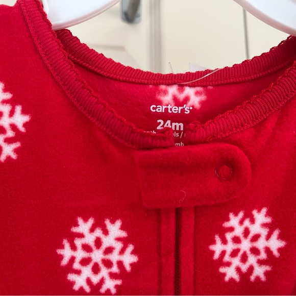 NWT Carter’s Unisex 24 month Snowflake Fleece Sleeper - Picture 2 of 4